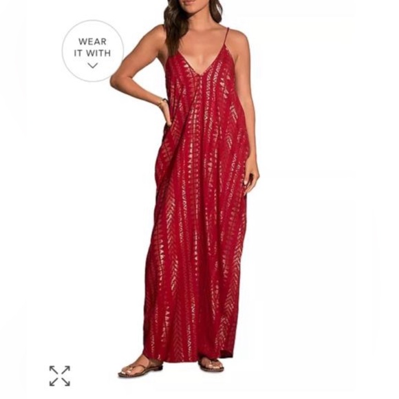 ELAN INTL❣️NWT$91 Gorgeous Bohemian Boho Red Cleo Maxi Dress - Picture 3 of 16